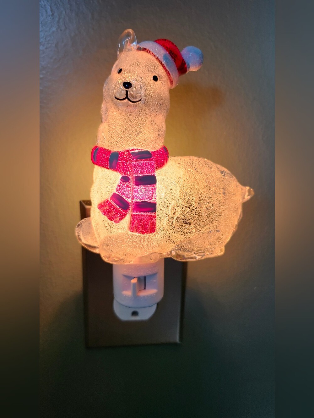 Festive Llama Night Light with Pink Scarf